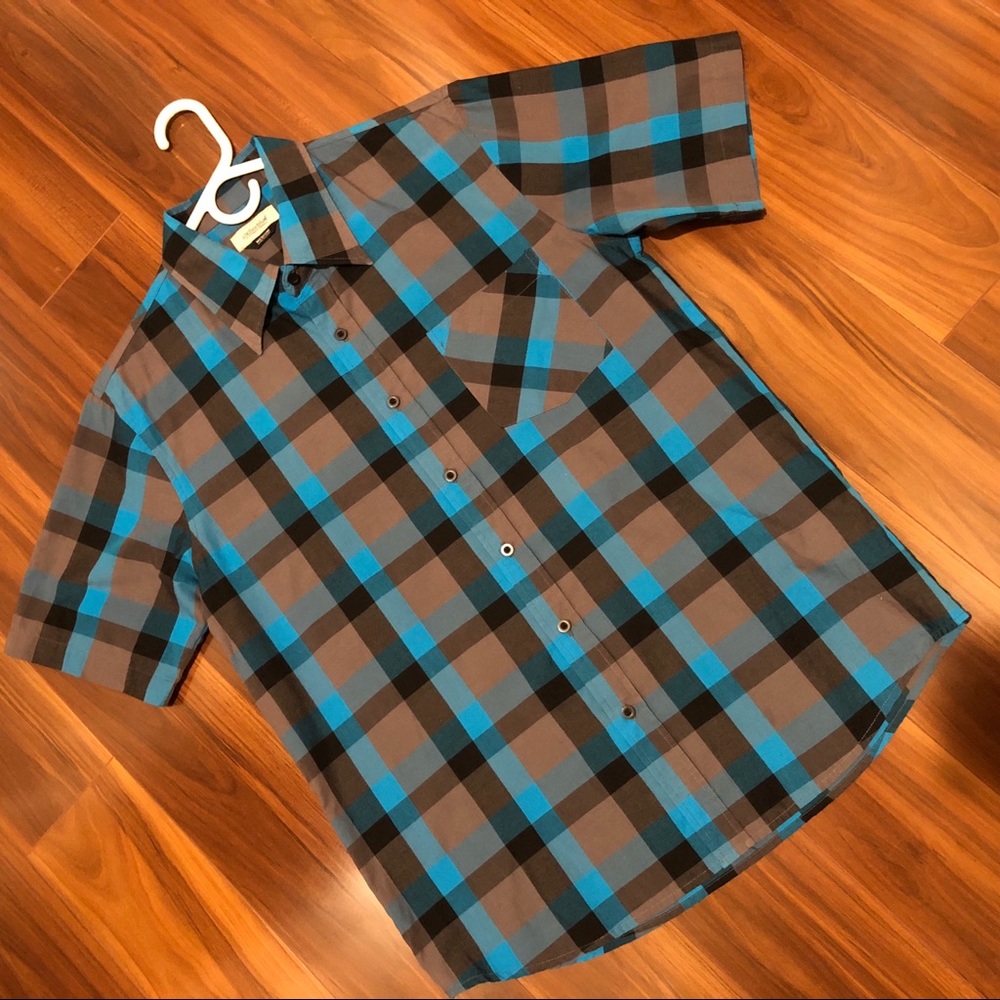 Anchor Blue Checkered Button-down Polo Shirt 👕